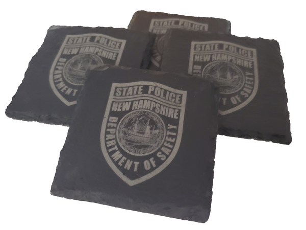 New Hampshire State Police Slate Coaster Set - NH Trooper Graduation Gift - State Police - NHSP Law Enforcement