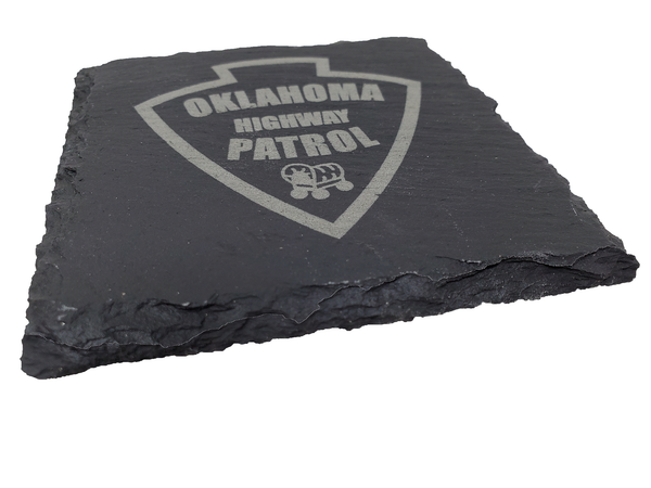 Oklahoma Highway Patrol Trooper Slate Coaster Set - OK State Trooper- Oklahoma Trooper - Graduation Gift - State Police Gift