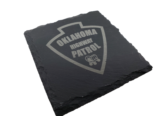 Oklahoma Highway Patrol Trooper Slate Coaster Set - OK State Trooper- Oklahoma Trooper - Graduation Gift - State Police Gift