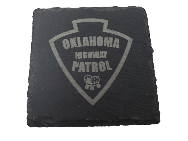 Oklahoma Highway Patrol Trooper Slate Coaster Set - OK State Trooper- Oklahoma Trooper - Graduation Gift - State Police Gift