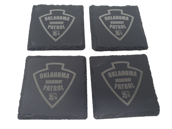 Oklahoma Highway Patrol Trooper Slate Coaster Set - OK State Trooper- Oklahoma Trooper - Graduation Gift - State Police Gift