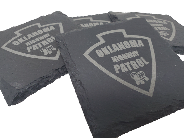 Oklahoma Highway Patrol Trooper Slate Coaster Set - OK State Trooper- Oklahoma Trooper - Graduation Gift - State Police Gift