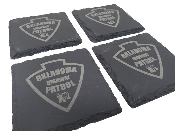 Oklahoma Highway Patrol Trooper Slate Coaster Set - OK State Trooper- Oklahoma Trooper - Graduation Gift - State Police Gift