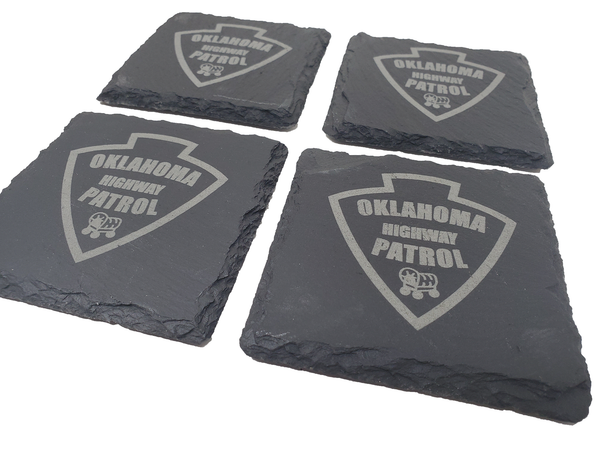 Oklahoma Highway Patrol Trooper Slate Coaster Set - OK State Trooper- Oklahoma Trooper - Graduation Gift - State Police Gift