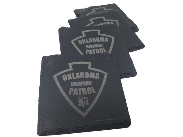 Oklahoma Highway Patrol Trooper Slate Coaster Set - OK State Trooper- Oklahoma Trooper - Graduation Gift - State Police Gift