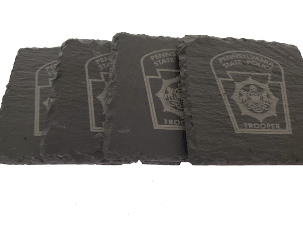 Pennsylvania State Police Trooper Slate Coaster Set - PA State Police - PSP Graduation Gift