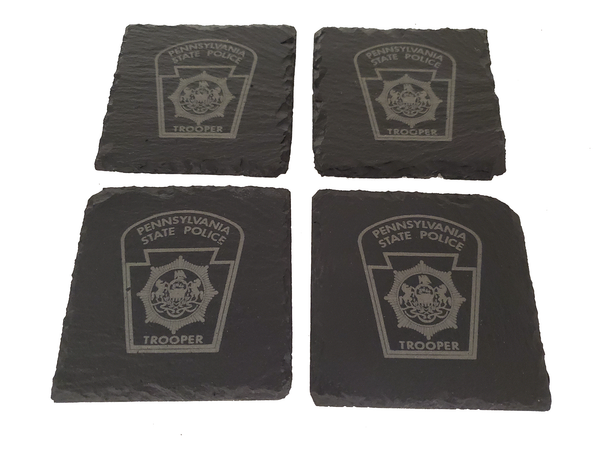 Pennsylvania State Police Trooper Slate Coaster Set - PA State Police - PSP Graduation Gift