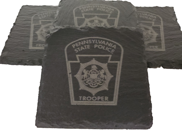 Pennsylvania State Police Trooper Slate Coaster Set - PA State Police - PSP Graduation Gift