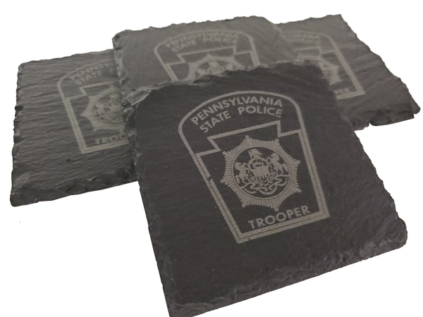 Pennsylvania State Police Trooper Slate Coaster Set - PA State Police - PSP Graduation Gift