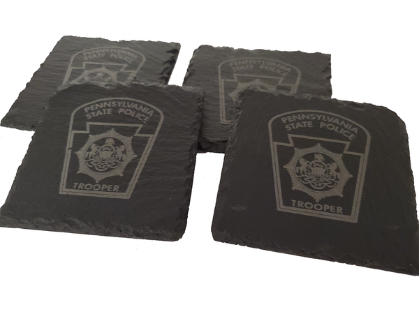 Pennsylvania State Police Trooper Slate Coaster Set - PA State Police - PSP Graduation Gift