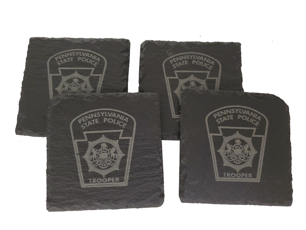 Pennsylvania State Police Trooper Slate Coaster Set - PA State Police - PSP Graduation Gift