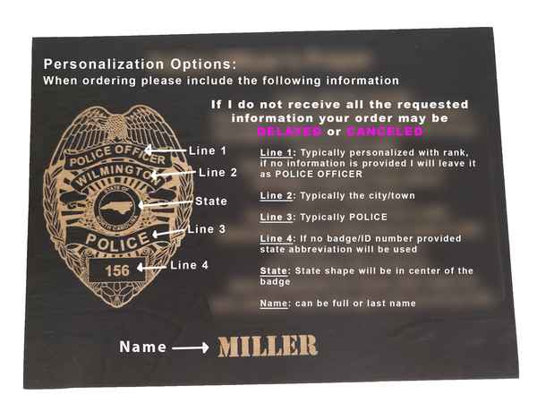 Personalized Police Officer Badge Prayer Sign - Police Officer's Prayer - Police Graduation Gift - 8.5"x11.5" Black Sign