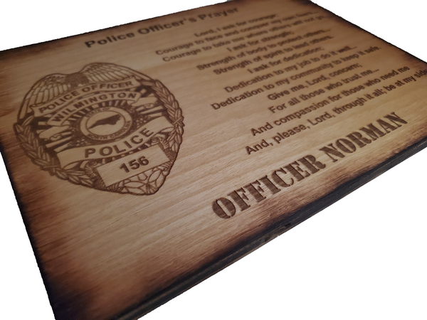 Personalized Police Officer Badge Prayer Sign - Police Officer's Prayer - Police Graduation Gift - 8.5"x11.5" Stained Sign