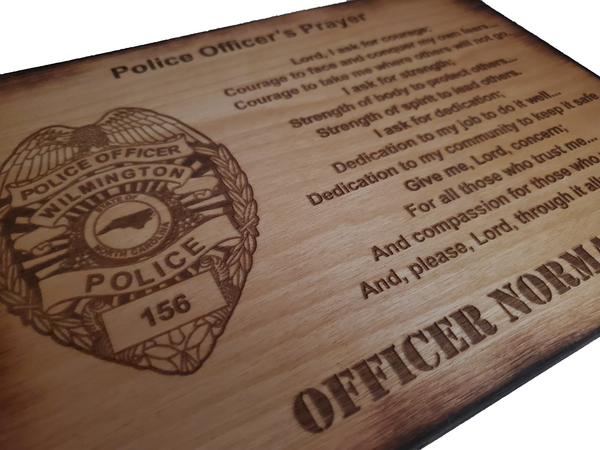 Personalized Police Officer Badge Prayer Sign - Police Officer's Prayer - Police Graduation Gift - 8.5"x11.5" Stained Sign