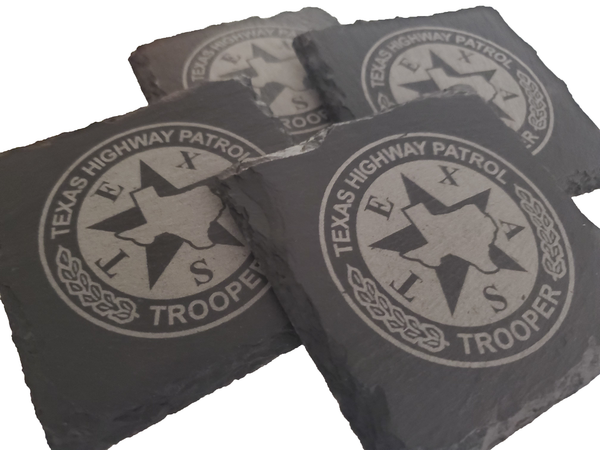 Texas Highway Patrol Slate Coaster Set - Texas Trooper Graduation Gift - State Police - TX Public Safety