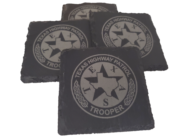 Texas Highway Patrol Slate Coaster Set - Texas Trooper Graduation Gift - State Police - TX Public Safety