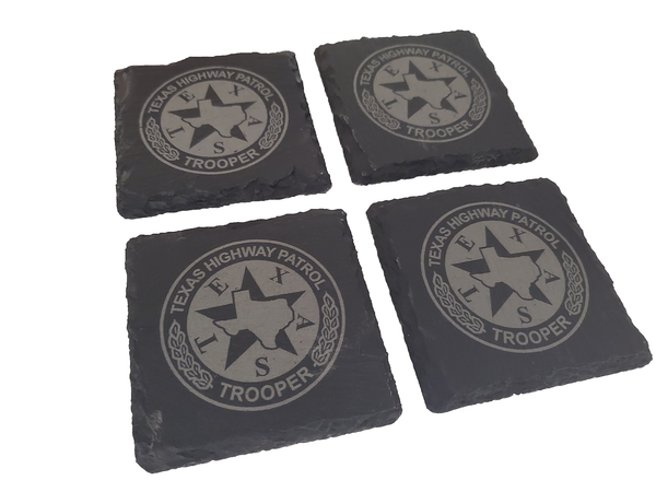 Texas Highway Patrol Slate Coaster Set - Texas Trooper Graduation Gift - State Police - TX Public Safety