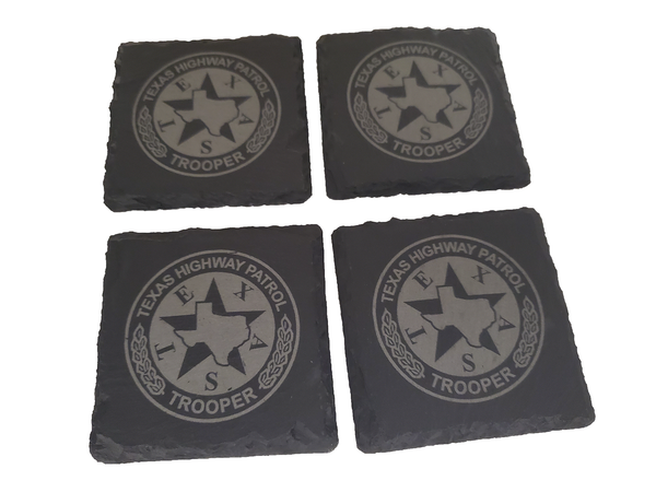 Texas Highway Patrol Slate Coaster Set - Texas Trooper Graduation Gift - State Police - TX Public Safety