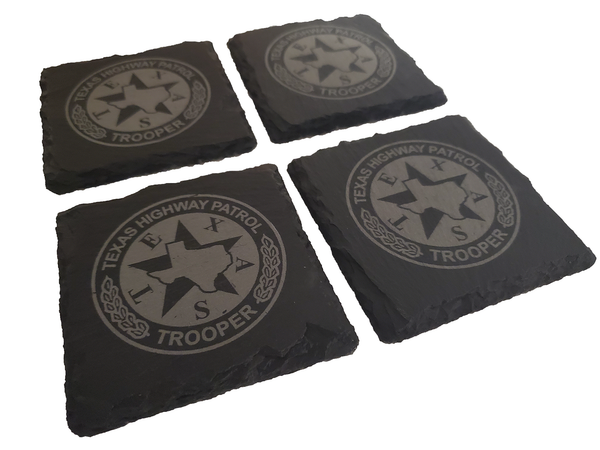 Texas Highway Patrol Slate Coaster Set - Texas Trooper Graduation Gift - State Police - TX Public Safety