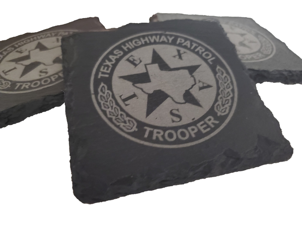 Texas Highway Patrol Slate Coaster Set - Texas Trooper Graduation Gift - State Police - TX Public Safety