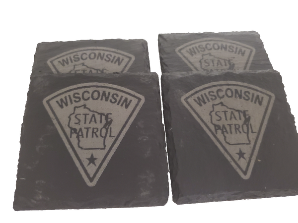 Wisconsin State Patrol Slate Coaster Set - WSP Graduation Gift